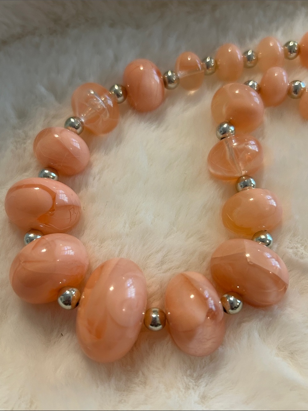 Peach Marble Lucite Necklace - Elegant Women's Jewelry